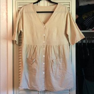 Linen button up box dress